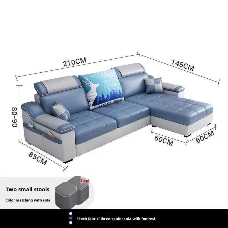 Fully Furnished Living Room Modern Fabric Sofa 3-Seater Removable Washable Cotton Linen Apartment Size