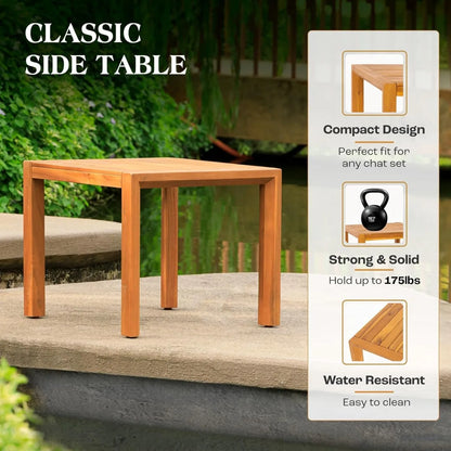 3-Pc Patio Set - Ergonomic Chairs (400lbs Capacity) w/ Waterproof Cushions + Wood Table