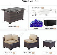 Modern Patio Rattan Sofa Set PE Wicker Sectional Sofa Set High Quality Rattan Outdoor Furniture Set with Fire Pit