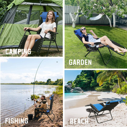 Chair Waterproof Oxford Cloth with Cotton Padded Adjustable Patio Zero Gravity Reclining