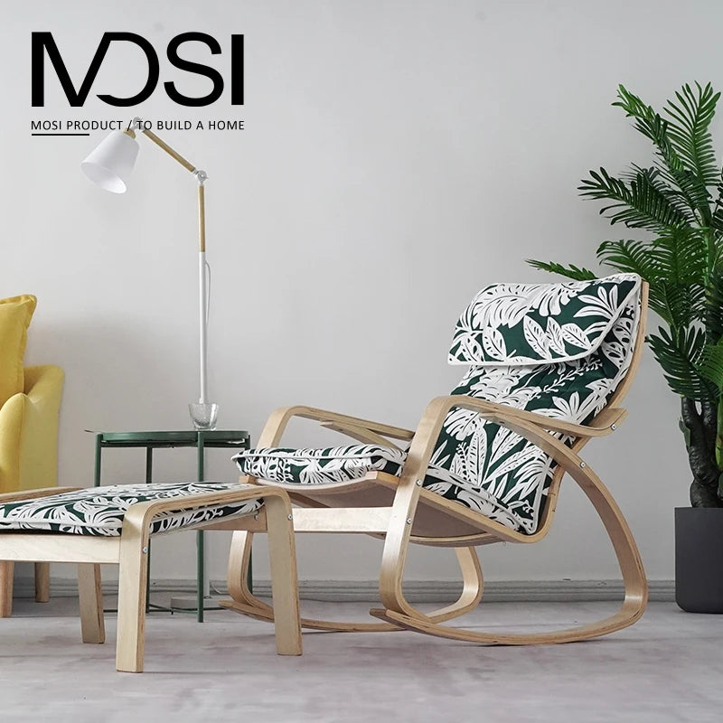 Liveable America Nordic Home Furnishing Bonn Rocking Chair Happy Chair Solid Wood Reclining Chair Lazy Maternity