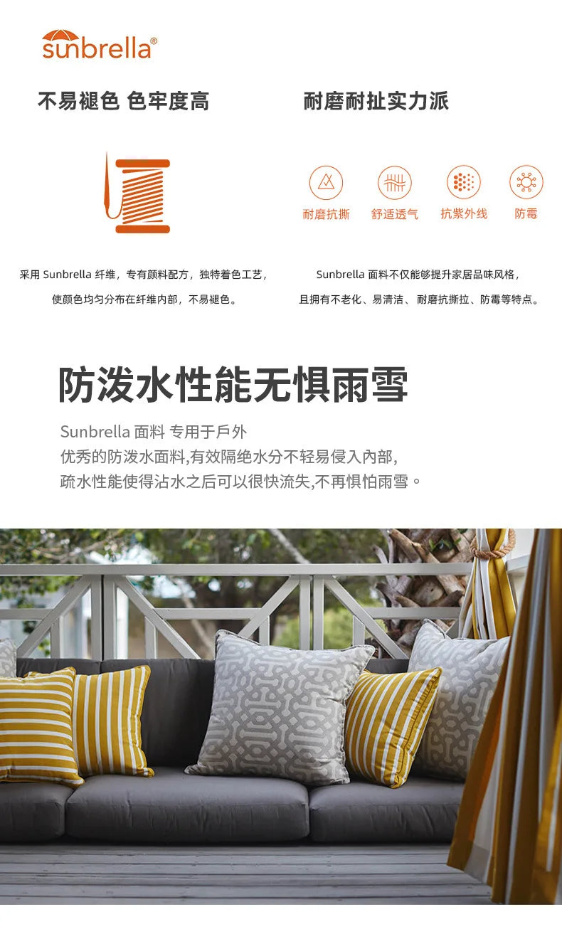 Nordic Outdoor Sofa Teak Sun Protection Waterproof Villa Garden Balcony Preservative Wood Outdoor Solid Wood Open-air Rattan Cha