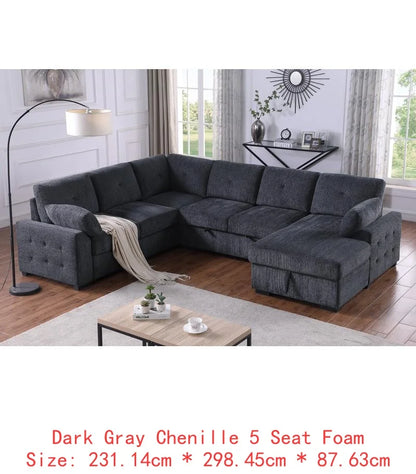 L-Shaped Corner Sofa with Storage & Convertible Bed, Multi-Functional Design for Living Room and Guest Space, Perfect for