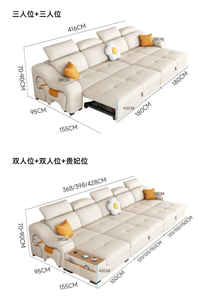 custom. [Official Genuine] Yisheng Scratch Leather Sofa Bed Dual-use Foldable Multifunctional Small Apartment Livin