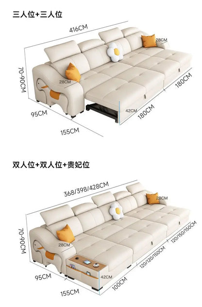 custom. [Official Genuine] Yisheng Scratch Leather Sofa Bed Dual-use Foldable Multifunctional Small Apartment Livin
