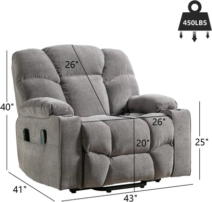 EBELLO Oversized Power Lift Recliner Chair for Elderly, Electric Recliner Chair with Massage and Heating with USB Port