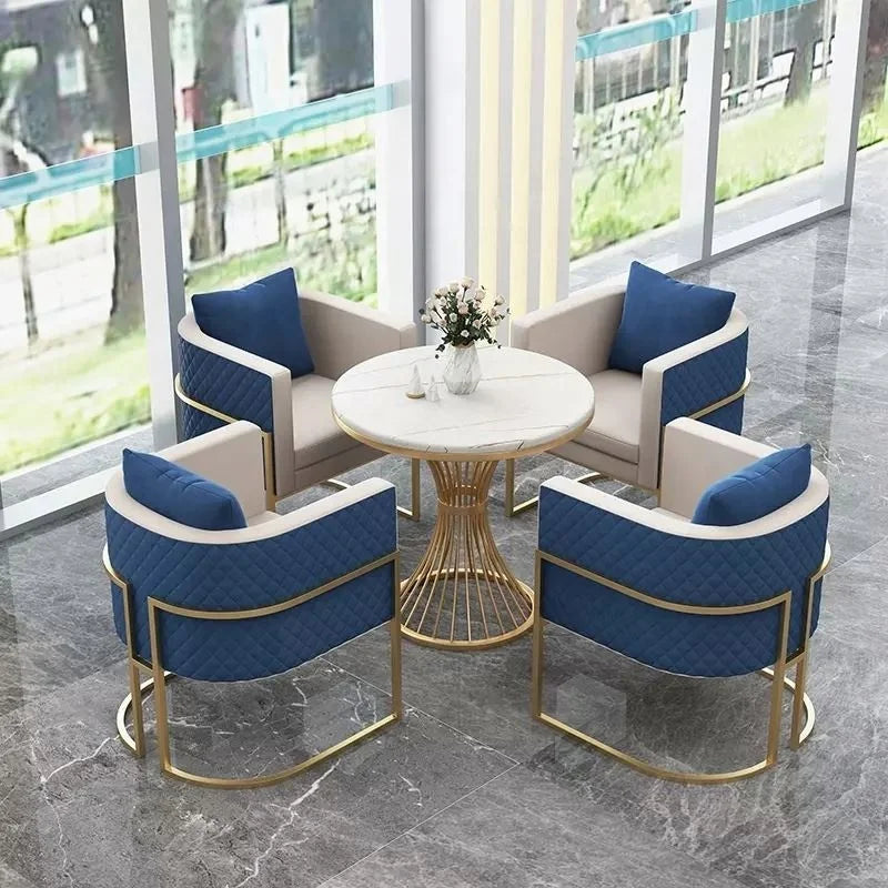 Ensemble de meubles de canapé de bureau en métal et cuir, multifonctionnel, pour loisirs d'Europe du nord, café, salle de réception
