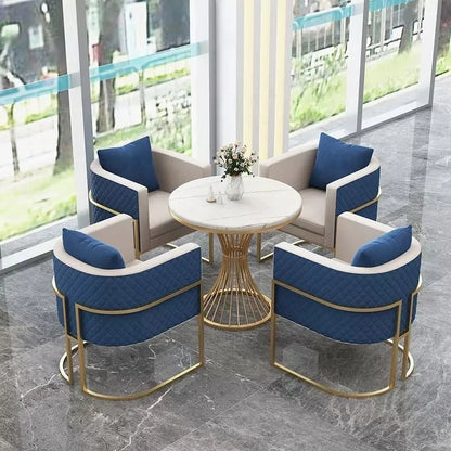 Ensemble de meubles de canapé de bureau en métal et cuir, multifonctionnel, pour loisirs d'Europe du nord, café, salle de réception