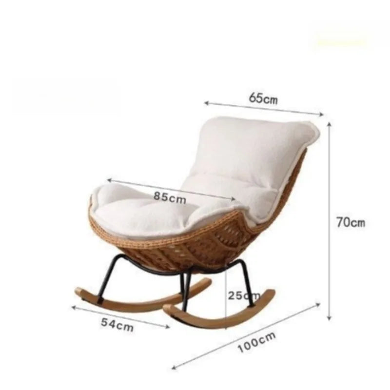 Woven Rattan Rocking Chair with Metal & Wood Base Stylish & Comfortable Seating for Living Room & Balcony Decor