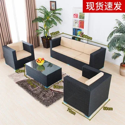 Courtyard sofa, villa, garden terrace, sun protection, waterproof, outdoor leisure rattan weaving corner