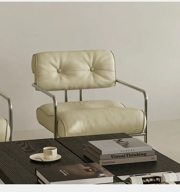 MOMO Antique Style Sofa Chair Living Room Designer Simple Single Chair Hotel Club Bauhaus Negotiation Stainless Steel Chair