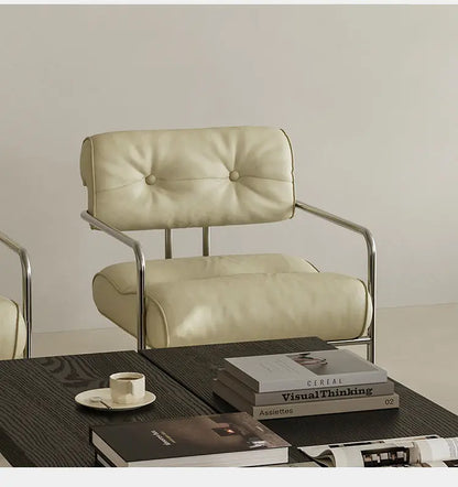 MOMO Antique Style Sofa Chair Living Room Designer Simple Single Chair Hotel Club Bauhaus Negotiation Stainless Steel Chair