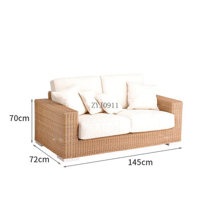 Outdoor rattan courtyard waterproof and sunscreen garden leisure sofa combination balcony double sofa