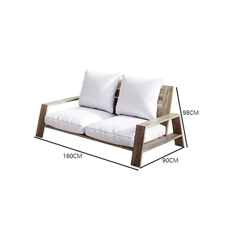 Outdoor Simple Terrace Hotel Villa Patio Solid Teak Sofa Furniture