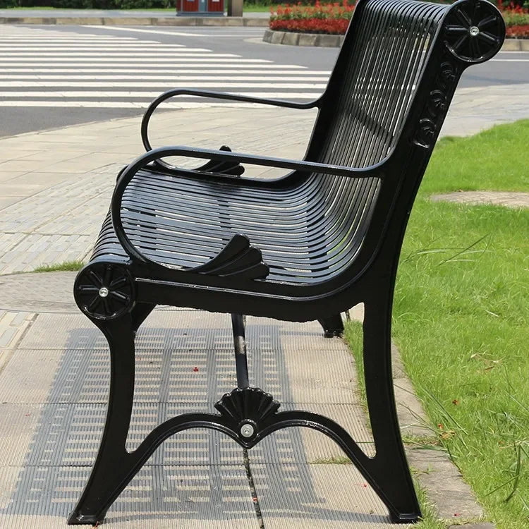 Park chair outdoor bench, cast iron art, community square leisure seat, courtyard outdoor shopping mall lounge area