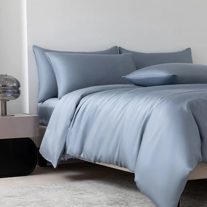 100% Mulberry Silk Bedding Set Solid Color Natural Silk Duvet Cover Set Twin King Queen Size Bed 3pcs/4pcs/5pcs Bed Sheet Set