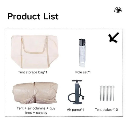 6.3+6 Square Meters Camping Tent with Canopy Electric Air Tent Camping Equipment Inflatable Tent Sun Protection Seaside Beach