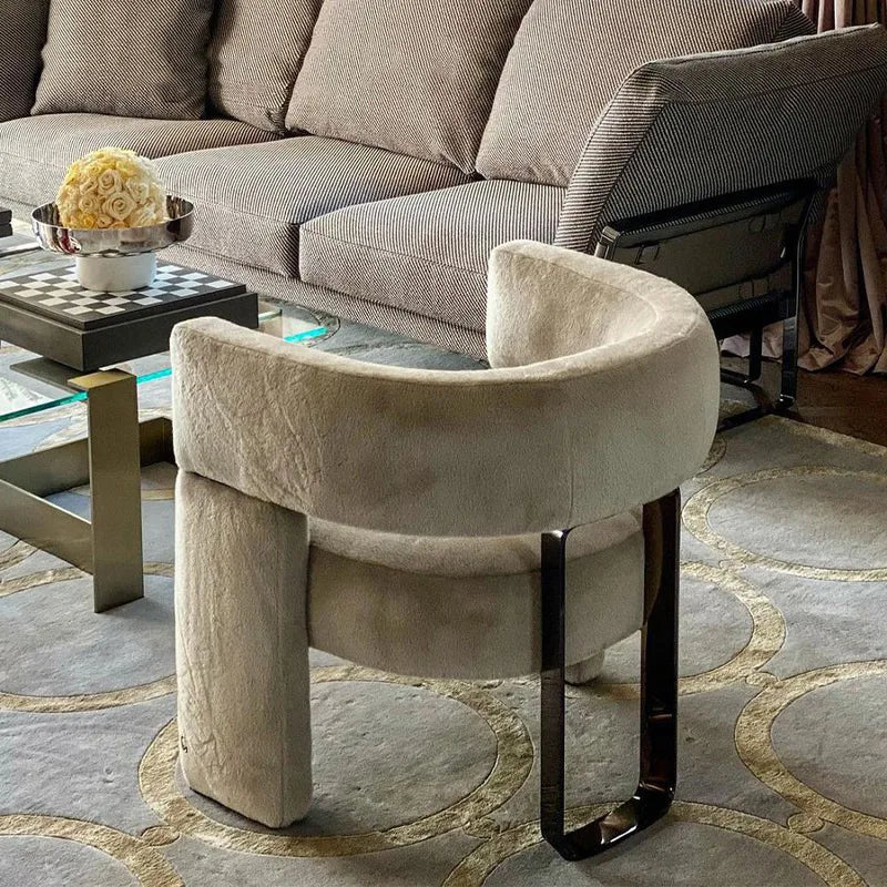Modern simple fabric negotiation leisure sofa chair designer single  Internet celebrity  Nordic metal leisure chair