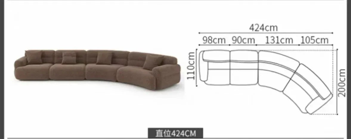 yA38 Italian minimalist corner large arc fabric combination sofa modern beauty salon size apartment