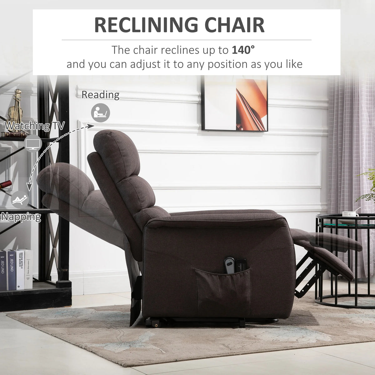 power lift chair recliner with remote for elderly heavy duty 264lb capacity infinite position up to 140 degree recline linen