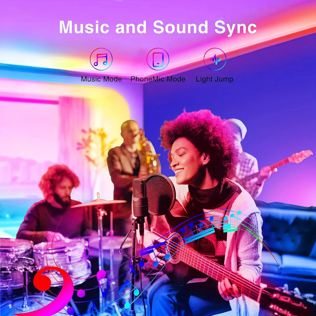 RGB LED Strip Lights USB Music Sync APP Control