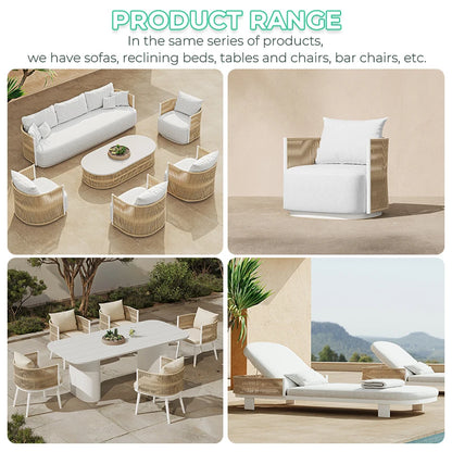Luxury L-shaped outdoor sofa set Aluminum outdoor garden furniture Hotel terrace Metal outdoor sofa set