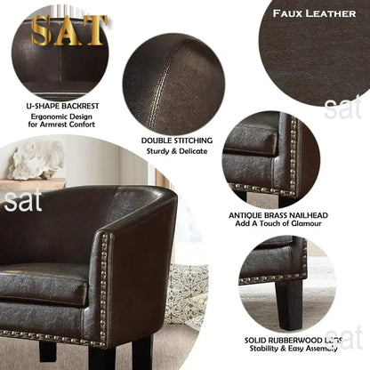 -Living Room Chairs Relaxing Chair Chaise Longisers Dark Brown Faux Leather Upholstery Chairs Club Style Armchairs Furniture Hom