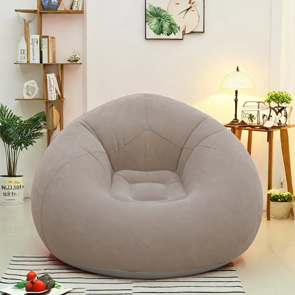 Inflatable Lazy Chair Portable Foldable Single Sofa with Soft Fleece No Assembly Indoor Outdoor Use