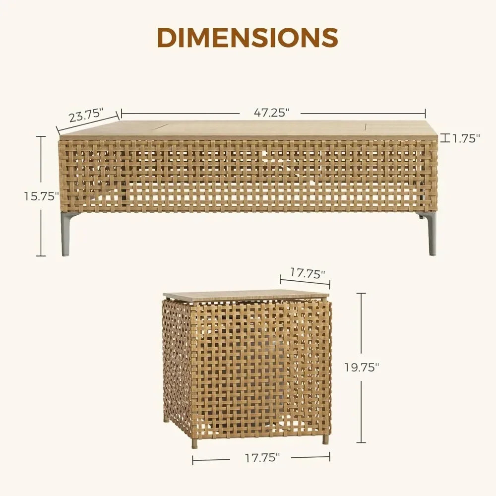 9-Piece Patio Furniture Set with 47" Fire Pit Table, Propane Fire Pit & Storage Box with Water Resistant Cushions Economically