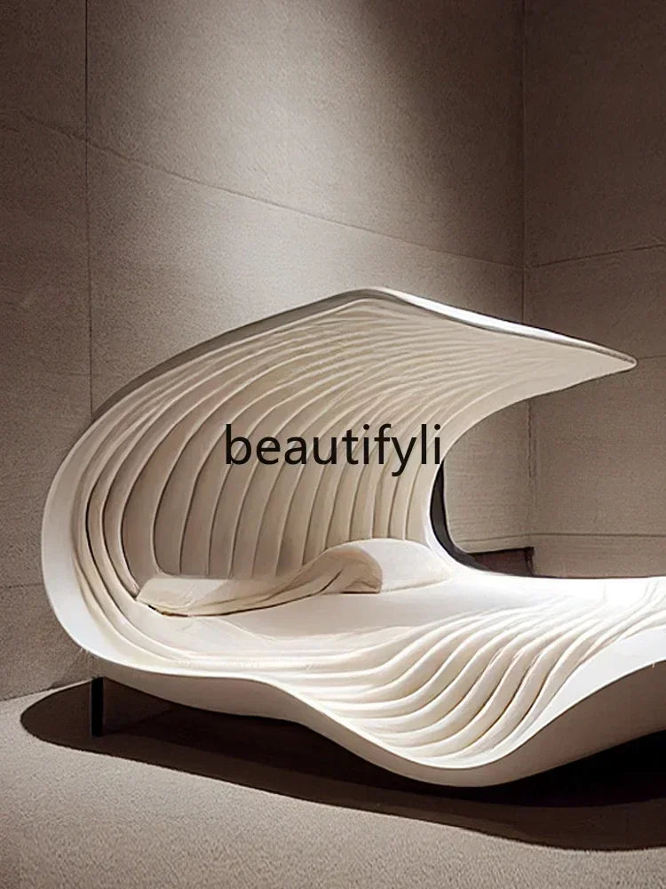 A71 Adult creative double bed white technology bed, cream bed 1.8 meters bed personality