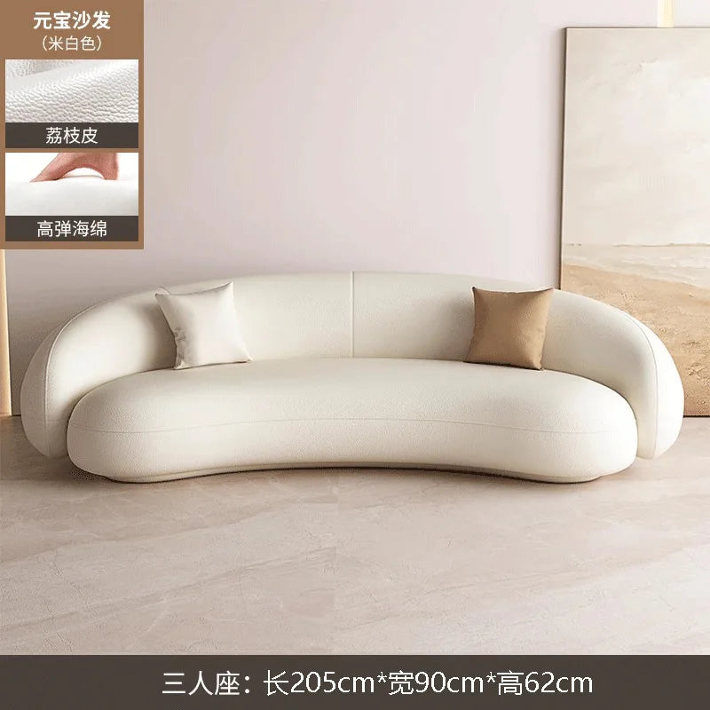 Nordic Internet celebrity living room light luxury beauty salon reception cream ins wind leisure area curved sofa