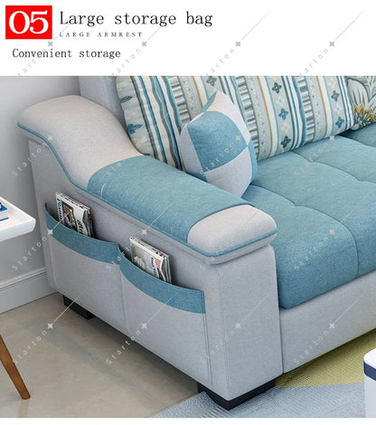 Room Fabric Sofa Modern Minimalist Home Corner Sofa Furniture Combination Nordic Solid Frame Fabric Sofa