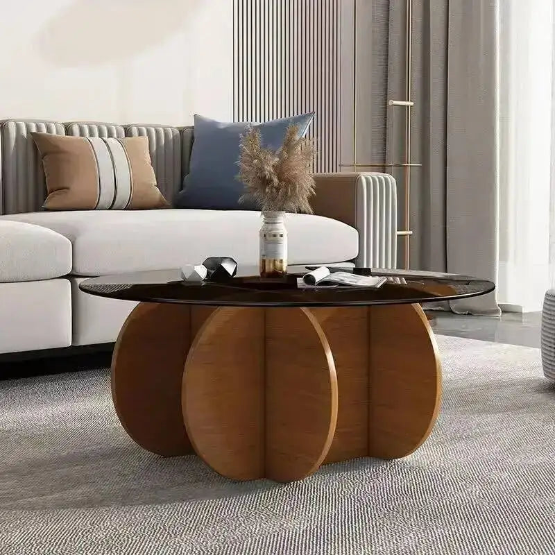 Table basse de salon ronde en verre trempé, design créatif, résistante aux hautes températures, style luxe