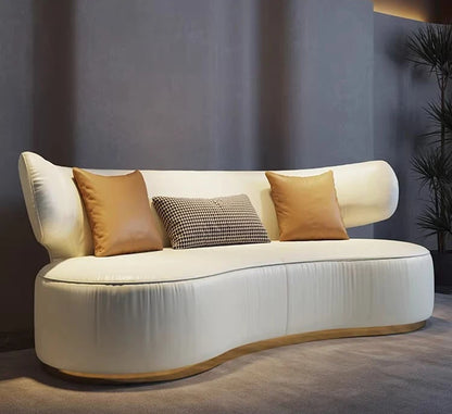 Light luxury first-layer cowhide curved sofa small apartment living room