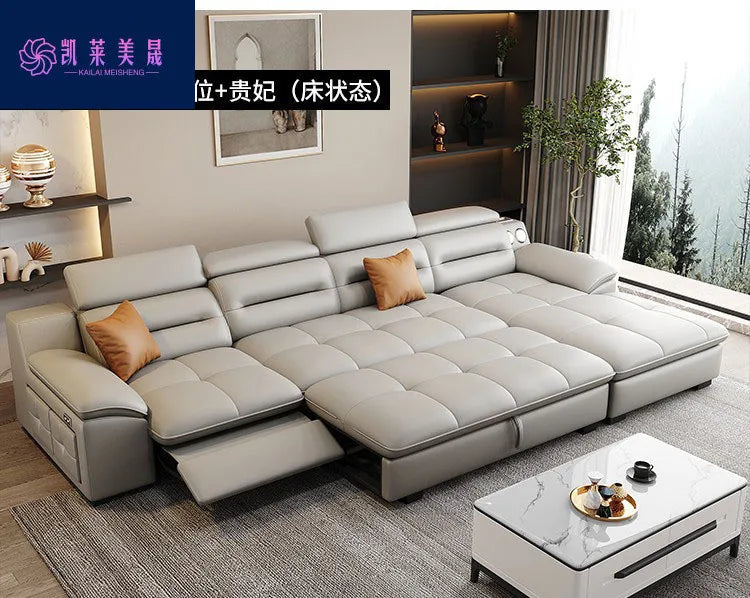 Multi-purpose leather high-end home living room electric light luxury sofa modern minimalist sofa