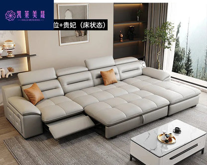 Multi-purpose leather high-end home living room electric light luxury sofa modern minimalist sofa