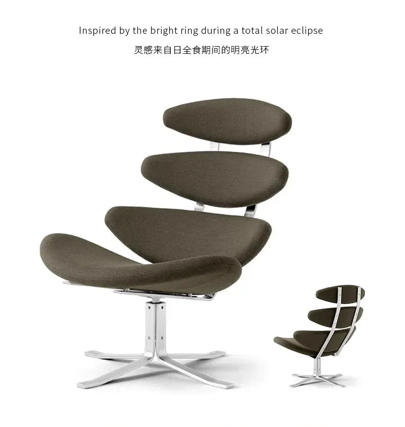 Modern simple chair stainless steel fish bone artistic sense high sense single sofa chair lazy