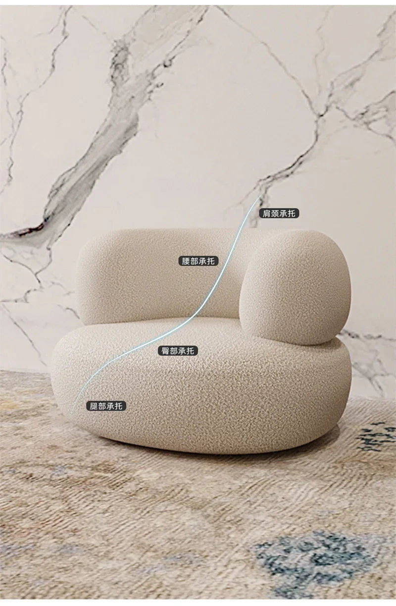 Nordic Simple Fabric Curved Living Room Sofas for Home Furniture Modern Luxury Lambswool Sofa Clothing Store Creative Sofa w
