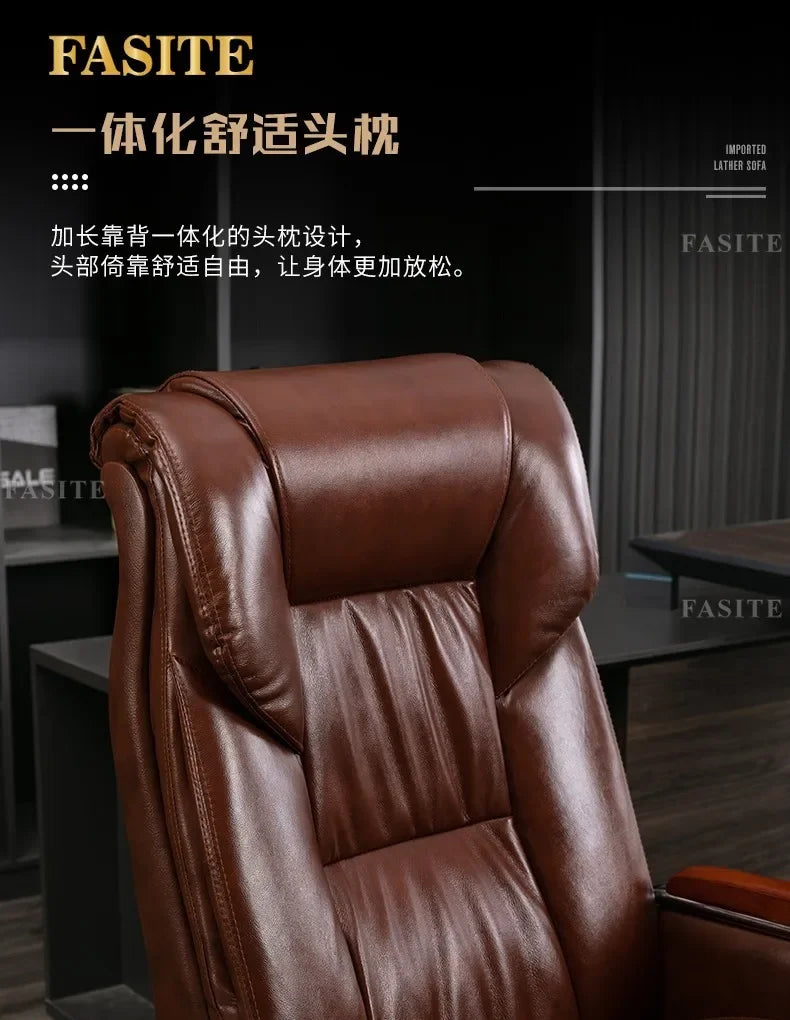Retro Executive Leather Chair Armchairs Editor Choises Fashion Aluminium Office Chair Working Relax Silla Escritorio