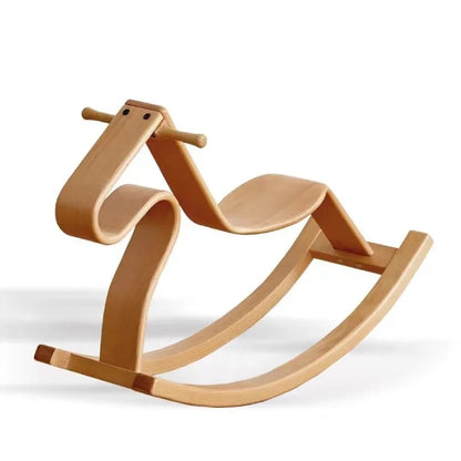 Solid wood color matching parent-child rocking horse chair Nordic light luxury toy birthday gift adults can sit