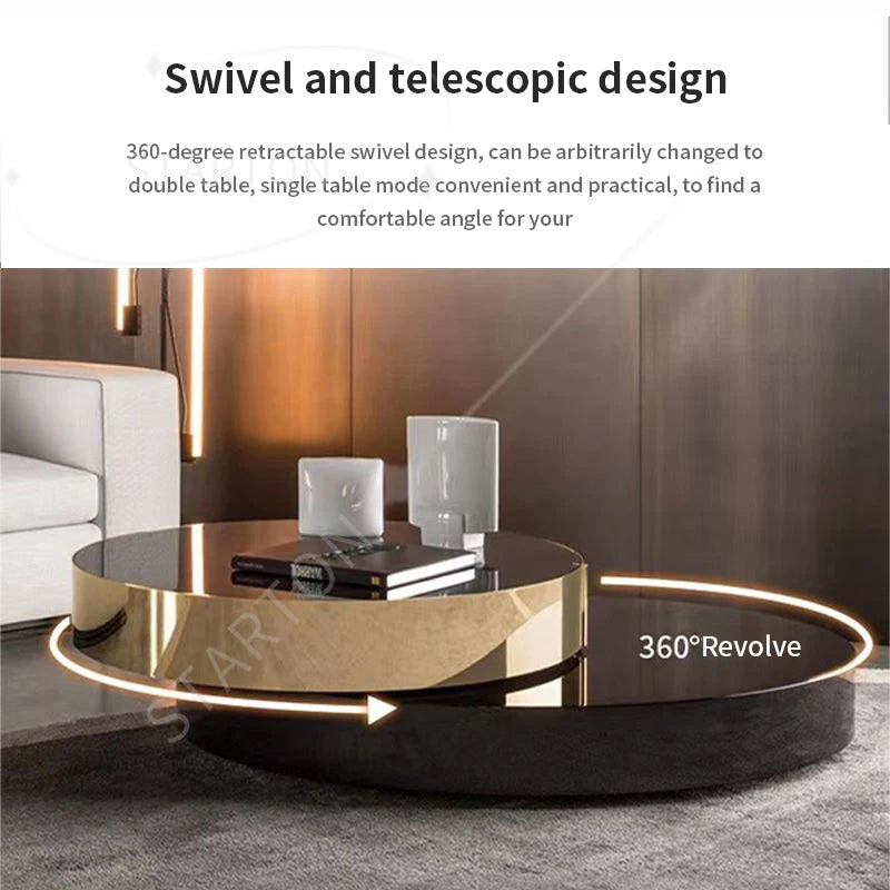 Italian Luxury Rotating Coffee Tables Modern Minimalist Living Room Extension Coffee Table Creative Design Home Furniture FYCT