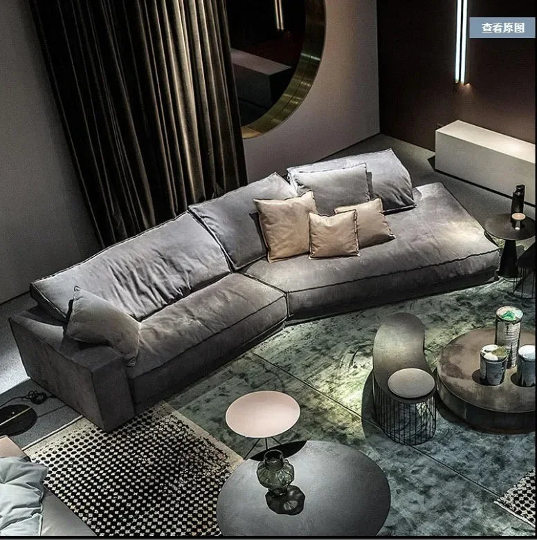 Italian fabric matte velvet Nordic minimalist technology cloth size apartment luxury living room shaped combination corner sofa