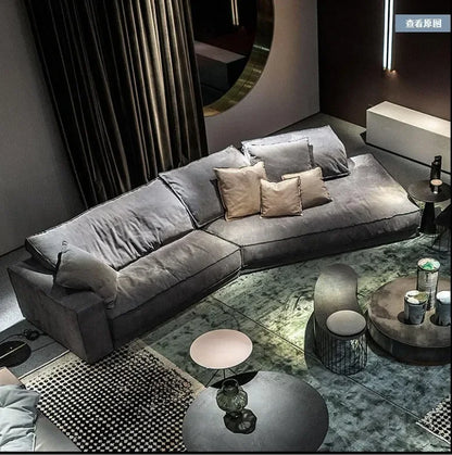 Italian fabric matte velvet Nordic minimalist technology cloth size apartment luxury living room shaped combination corner sofa