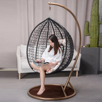 Factory Metal Adult Bamboo Rattan Outdoor Balcony Rocking Hanging Patio Swing Chair