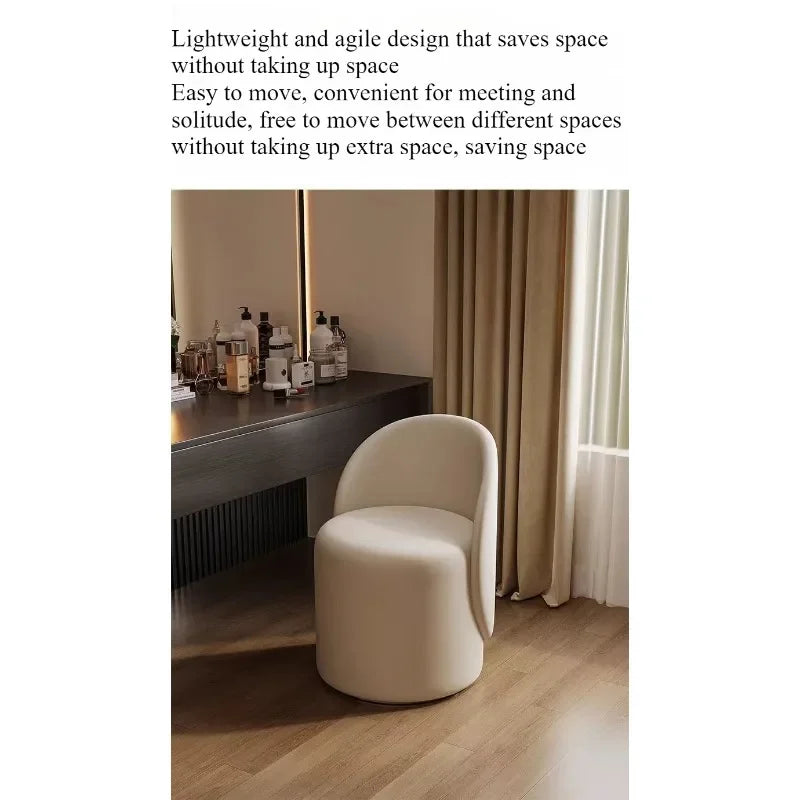 Light luxury Nordic makeup chair bedroom dresser fairy stool high backrest Internet celebrity simple home manicure round stool