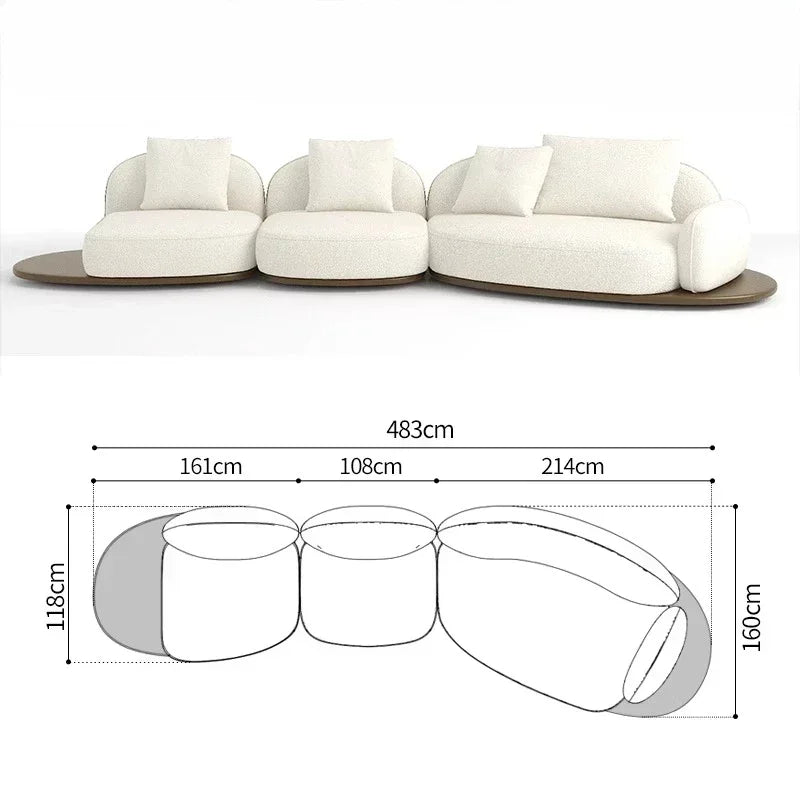 Living Room Coffee Table Designer Creative Three-person Log Style Furniture Modern Simple Modern Morocco Fabric Sectional Sofas