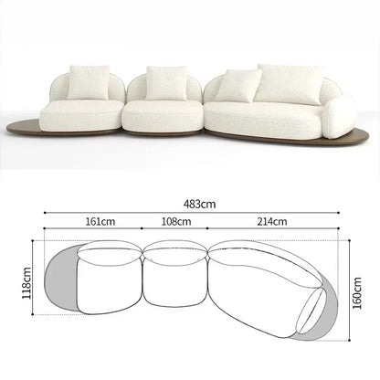 Living Room Coffee Table Designer Creative Three-person Log Style Furniture Modern Simple Modern Morocco Fabric Sectional Sofas
