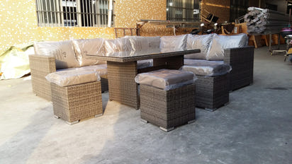 -L shape Design rattan wicker sofa set modular modern garden sectional furniture outdoor furniture