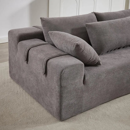 108'' L-Shaped Modular Sectional Sofa, Upholstered Chenille Cloud Couch with 6 Pillows, Cozy Deep Seat Couch for Living Room