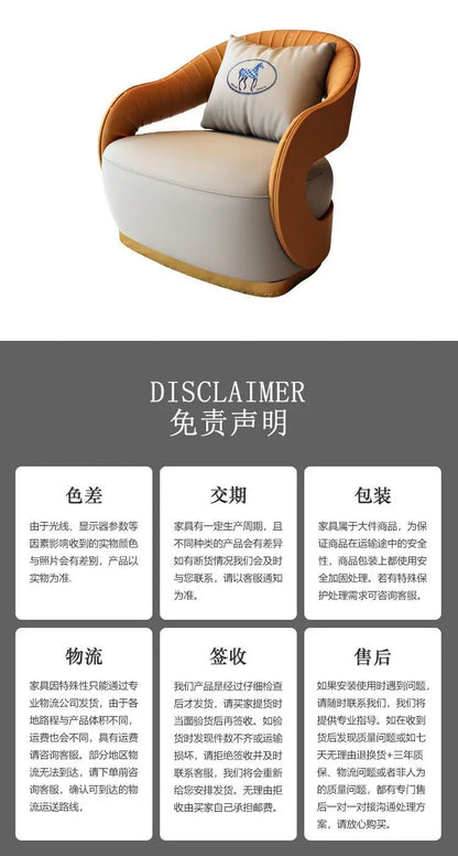 Italian style living room small chairs office and guest rooms single sofa chairs rotatable genuine leather leisure chairs
